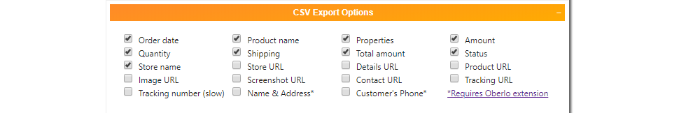 Ali Invoice CSV Export Options