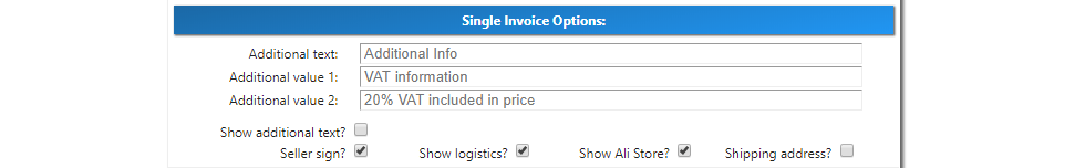 Ali Invoice Single Invoice Options