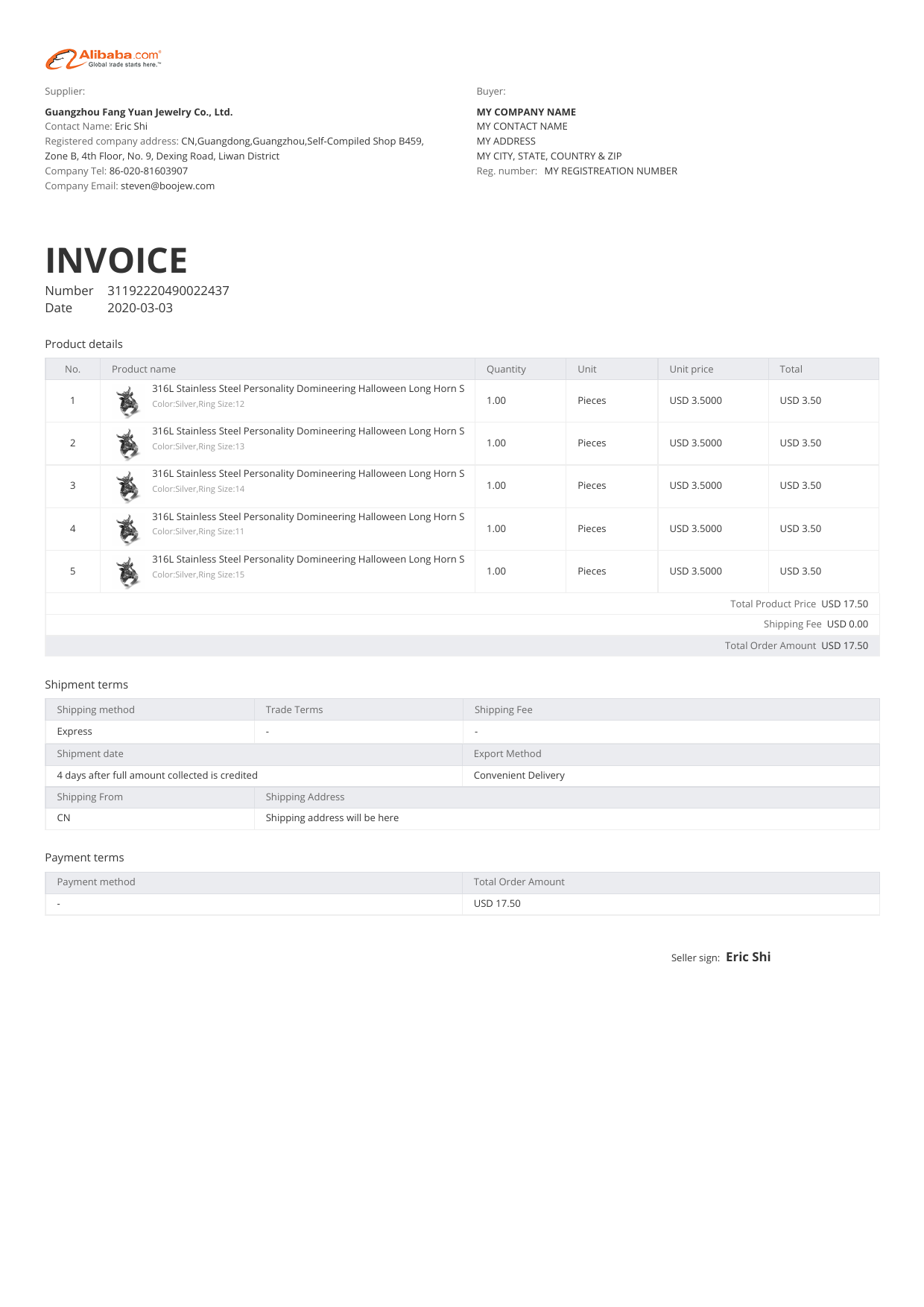 GFC Invoice Dropshipping Store